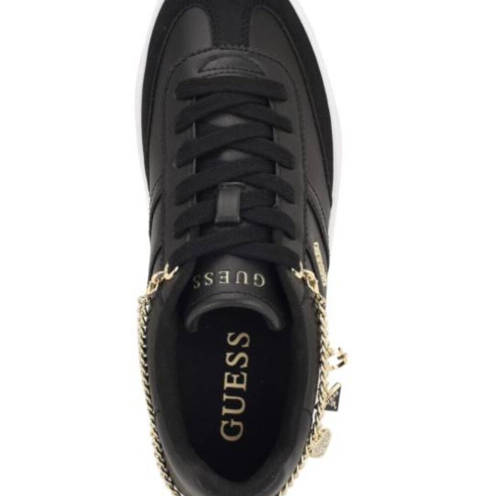 Guess Women's Naoko Charm Lace-up Court Sneakers, Size 9 & 9.5, Black - Picture 2 of 6
